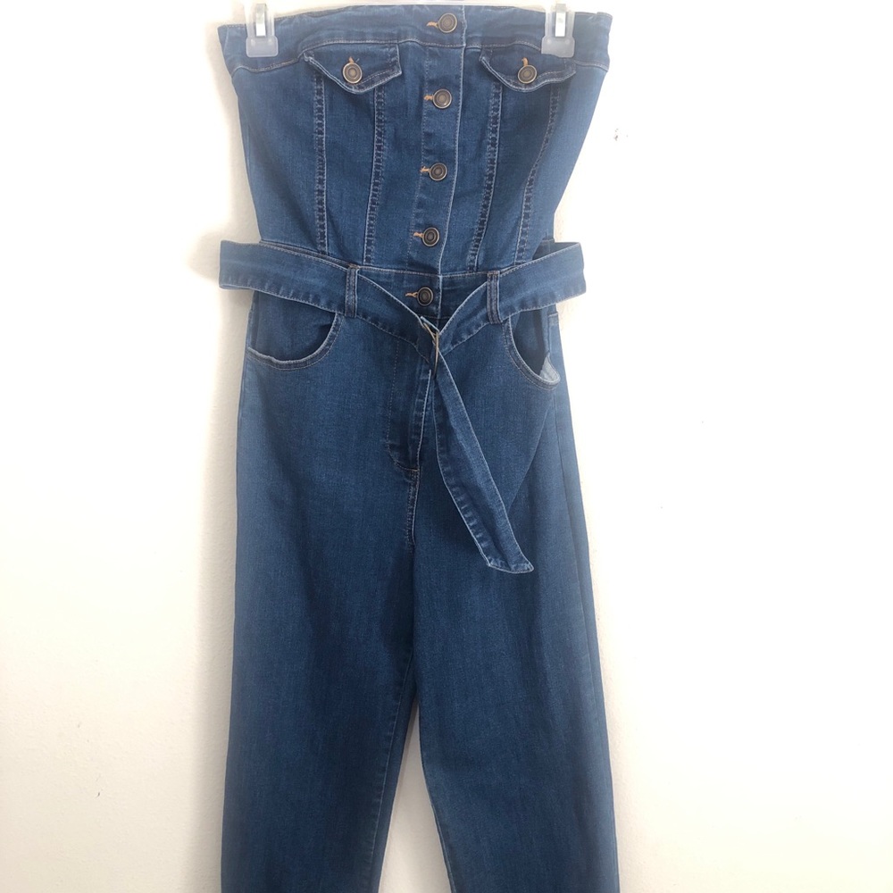 Retro Hippie sleeveless denim pants jumpsuit SM.